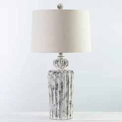 Kirklands Home Table Lamps|Distressed Fluted Tuscany Table Lamp Ivory