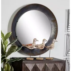 Kirklands Home Decorative Mirrors|Distressed Galvanized Curved Framed Mirror