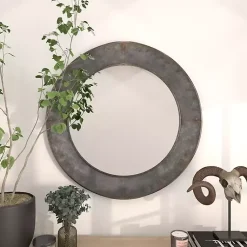 Kirklands Home Decorative Mirrors|Distressed Galvanized Curved Framed Mirror