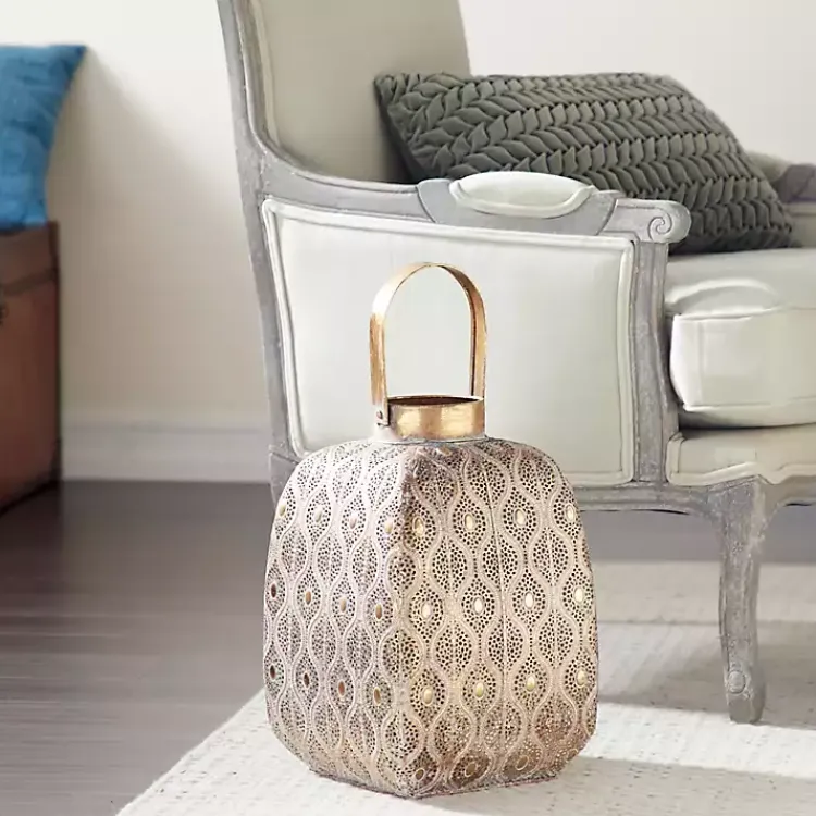 Distressed Metal Cutout Lantern Lanterns