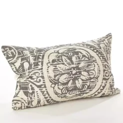 Discount Distressed Gray Floral Lumbar Pillow Pillows