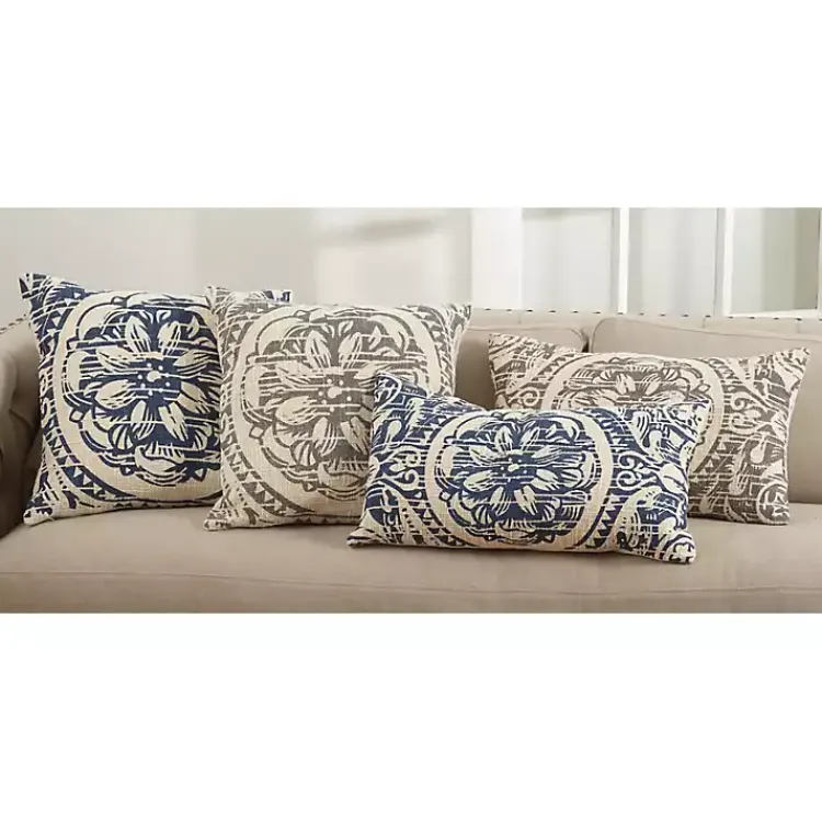 Discount Distressed Gray Floral Lumbar Pillow Pillows