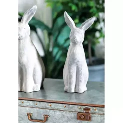 Kirklands Home Garden Statues|Distressed Rabbit Outdoor Statue Gray