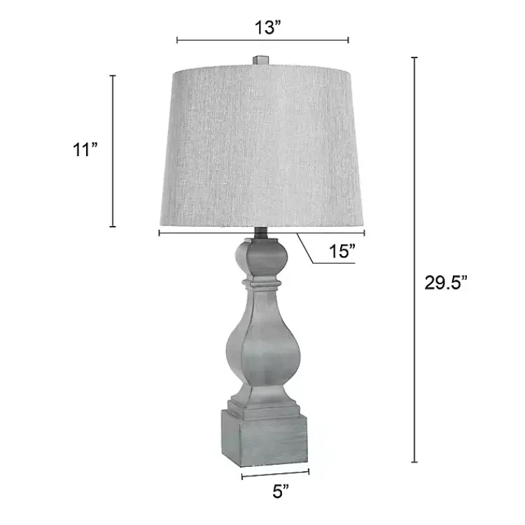 Kirklands Home Table Lamps|Distressed Traditional Baluster Table Lamp Gray