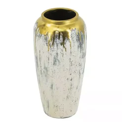 Discount Distressed Gray Vase with Gold Splatter, 14 in. Vases