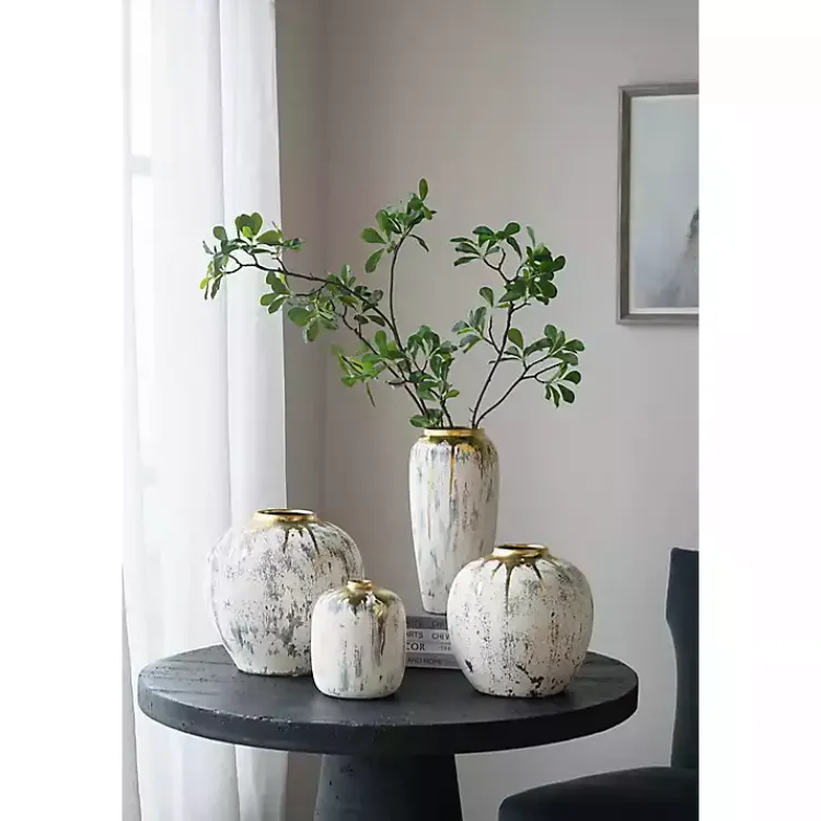 Discount Distressed Gray Vase with Gold Splatter, 14 in. Vases