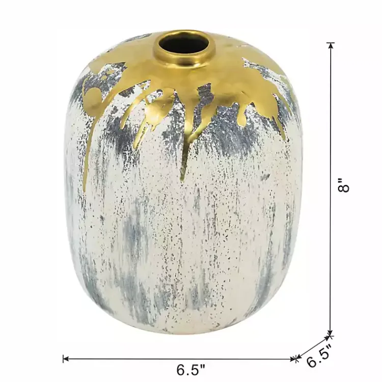 Outlet Distressed Gray Vase with Gold Splatter, 8 in. Vases