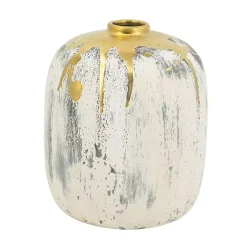 Outlet Distressed Gray Vase with Gold Splatter, 8 in. Vases