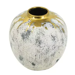 Hot Distressed Gray Vase with Gold Splatter, 10 in. Vases