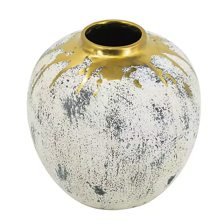Hot Distressed Gray Vase with Gold Splatter, 10 in. Vases
