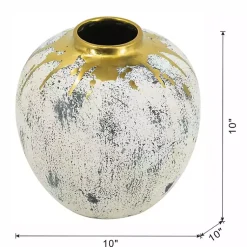 Hot Distressed Gray Vase with Gold Splatter, 10 in. Vases