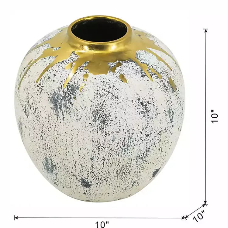 Hot Distressed Gray Vase with Gold Splatter, 10 in. Vases