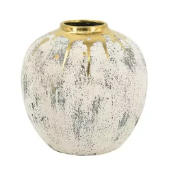Hot Distressed Gray Vase with Gold Splatter, 10 in. Vases