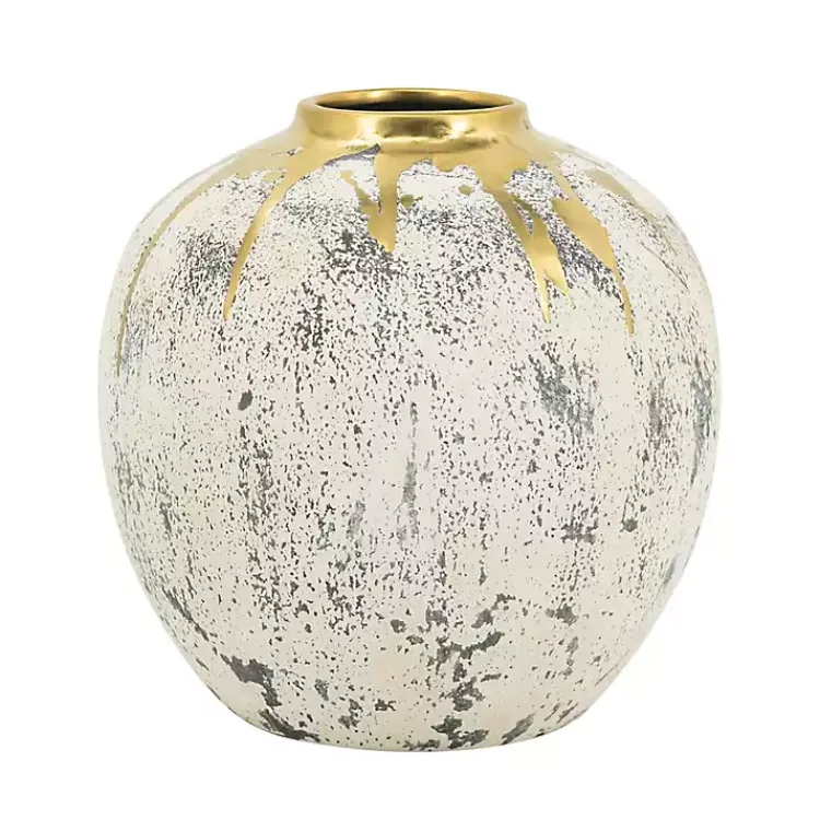 Hot Distressed Gray Vase with Gold Splatter, 10 in. Vases