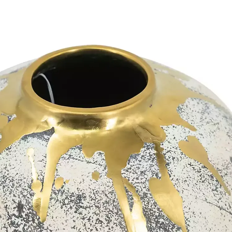 Hot Distressed Gray Vase with Gold Splatter, 10 in. Vases