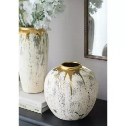 Hot Distressed Gray Vase with Gold Splatter, 10 in. Vases