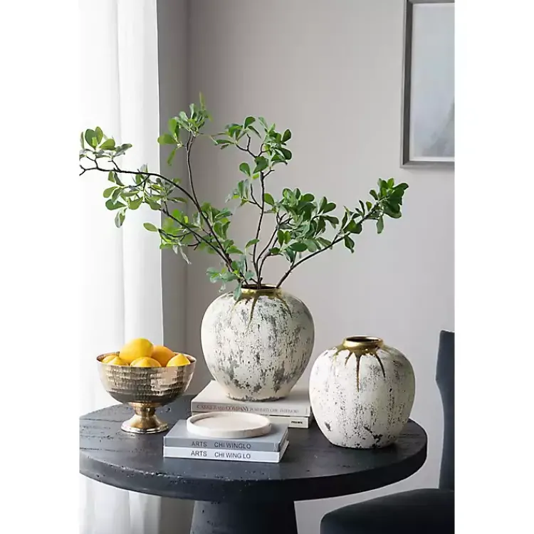 Hot Distressed Gray Vase with Gold Splatter, 10 in. Vases