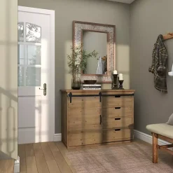 Kirklands Home Decorative Mirrors|Distressed Gray Wood Rectangular Wall Mirror