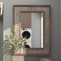 Kirklands Home Decorative Mirrors|Distressed Gray Wood Rectangular Wall Mirror