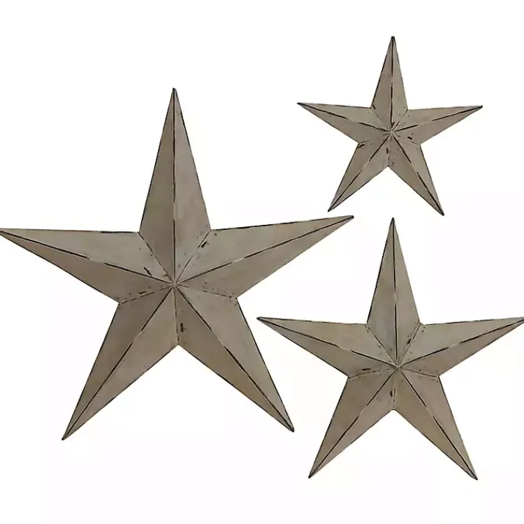 Kirklands Home Outdoor Wall Decor|Distressed Metal Stars 3-pc. Outdoor Plaque Set