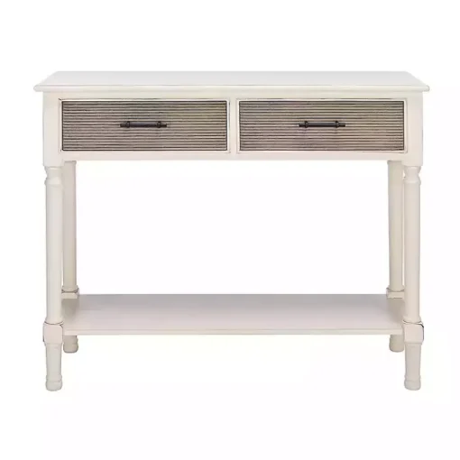 Kirklands Home Console Tables|Distressed Natural Ronan 2-Drawer Console Table White