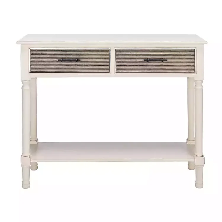 Kirklands Home Console Tables|Distressed Natural Ronan 2-Drawer Console Table White