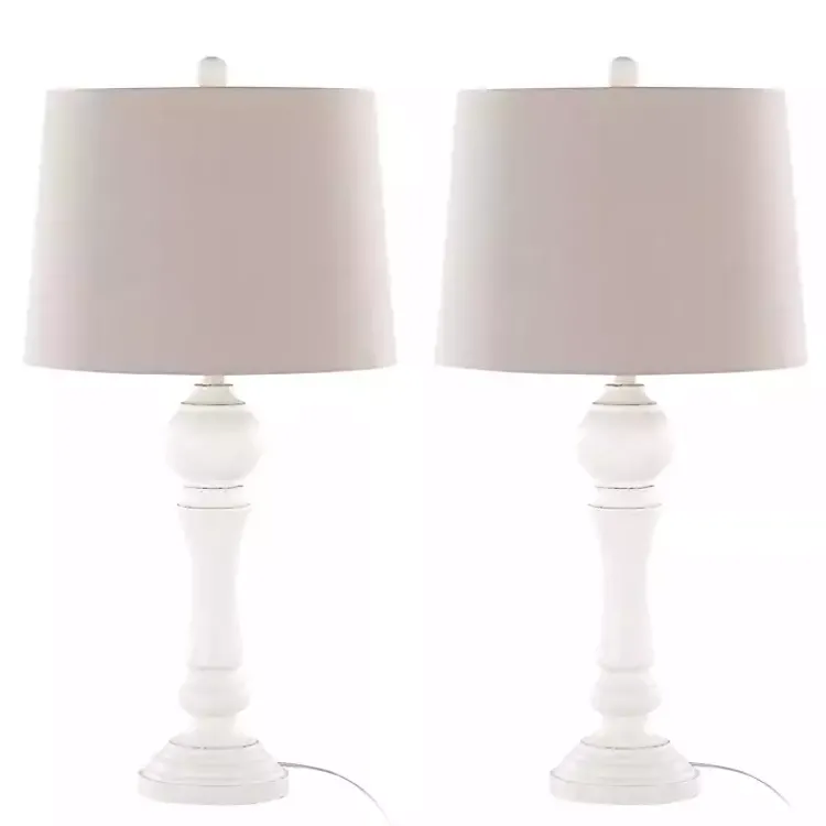 Kirklands Home Table Lamps|Distressed Off- Wilton Table Lamps, Set of 2 White