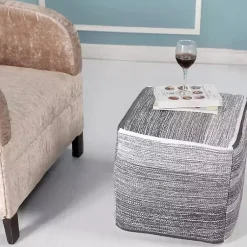 Clearance Distressed Pinson Cube Pouf Poufs & Floor Cushions