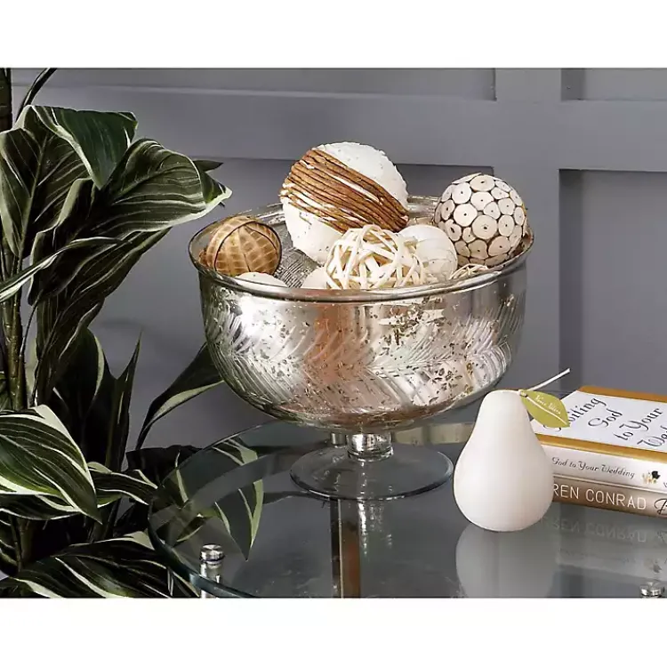 Online Distressed Glass Pedestal Bowl Decorative Bowls & Jars