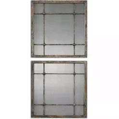 Kirklands Home Decorative Mirrors|Distressed Slate Blue Wood Wall Mirrors, Set of 2