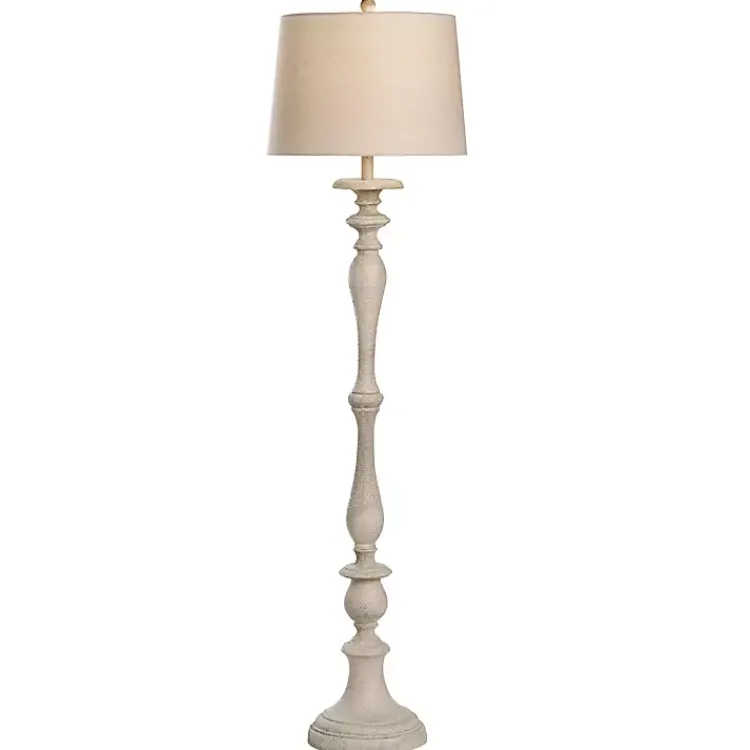 Kirklands Home Floor Lamps|Distressed Taupe Finish Floor Lamp White