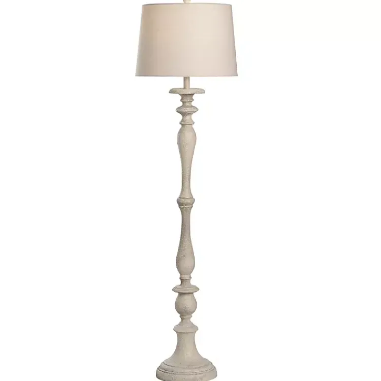 Kirklands Home Floor Lamps|Distressed Taupe Finish Floor Lamp White