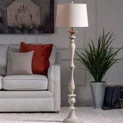 Kirklands Home Floor Lamps|Distressed Taupe Finish Floor Lamp White
