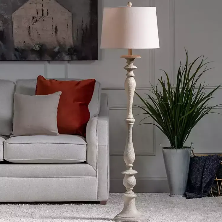 Kirklands Home Floor Lamps|Distressed Taupe Finish Floor Lamp White