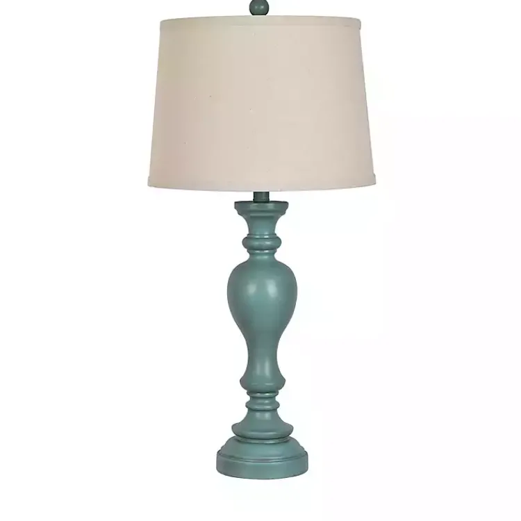Kirklands Home Table Lamps|Distressed Turquoise Antique Table Lamp Ivory