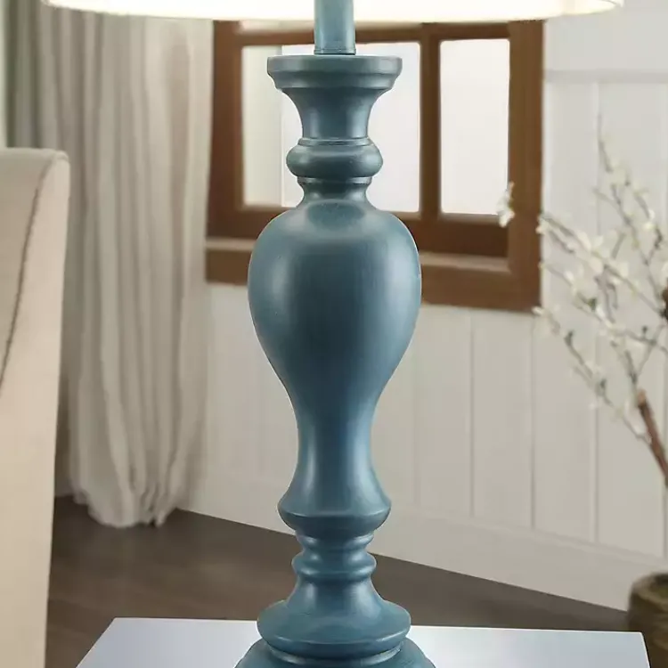 Kirklands Home Table Lamps|Distressed Turquoise Antique Table Lamp Ivory