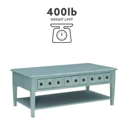 Kirklands Home Coffee Tables|Distressed Turquoise Wood 3-Drawer Coffee Table Blue
