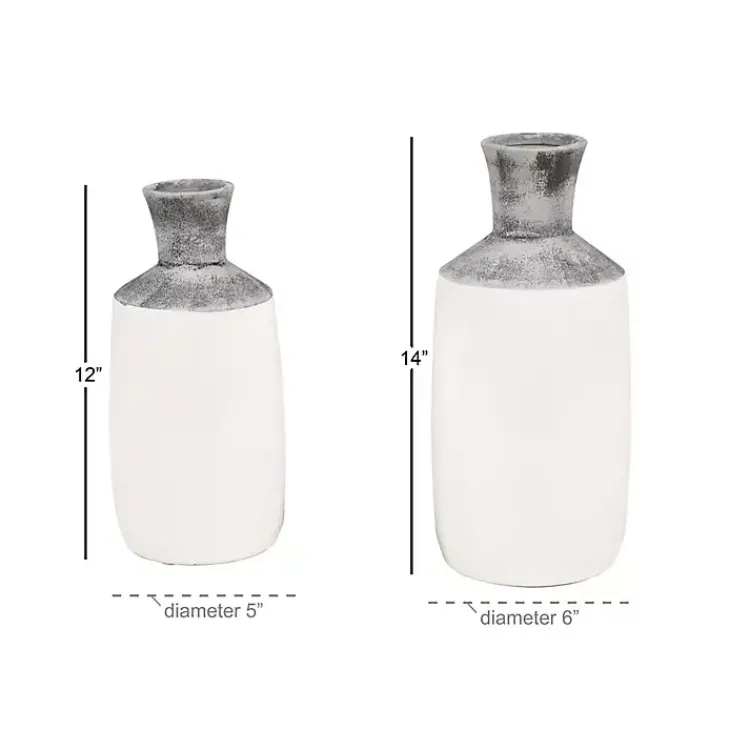 Outlet Distressed Two-Tone Stoneware Vases, Set of 2 Vases