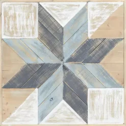 Kirklands Home Wall Plaques|Distressed White and Blue Farm Star Wall Plaque
