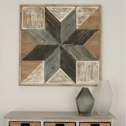 Kirklands Home Wall Plaques|Distressed White and Blue Farm Star Wall Plaque