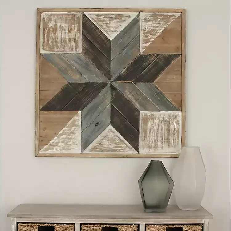 Kirklands Home Wall Plaques|Distressed White and Blue Farm Star Wall Plaque