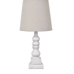 Kirklands Home Table Lamps|Distressed White Candlestick Table Lamp Ivory