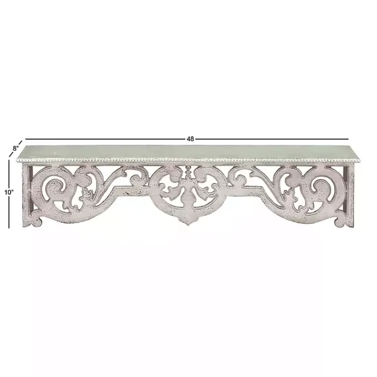 Kirklands Home Shelves|Distressed White Carved Wood Wall Shelf