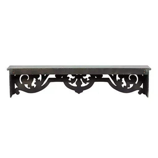 Kirklands Home Shelves|Distressed White Carved Wood Wall Shelf