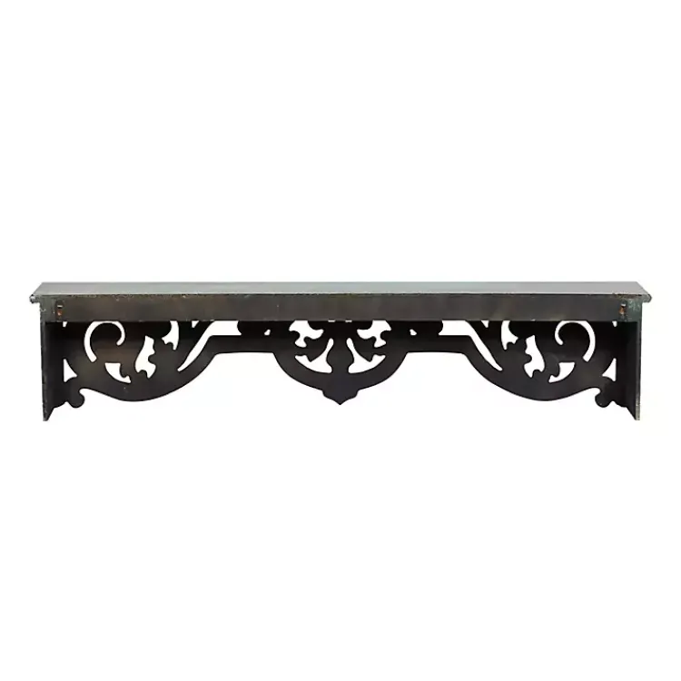 Kirklands Home Shelves|Distressed White Carved Wood Wall Shelf