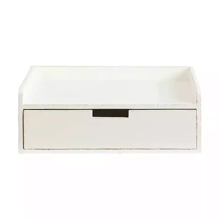 Kirklands Home Accent & End Tables|Distressed Drawer Kitt Floating Side Table White