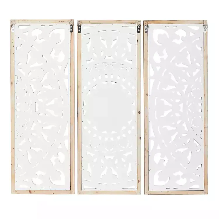 Kirklands Home Wall Plaques|Distressed White Floral Wall Plaques, Set of 3