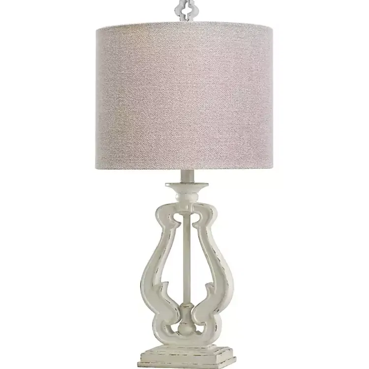 Kirklands Home Table Lamps|Distressed French Farmhouse Table Lamp White