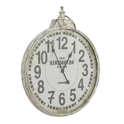Kirklands Home Clocks|Distressed White Pocket Wall Clock