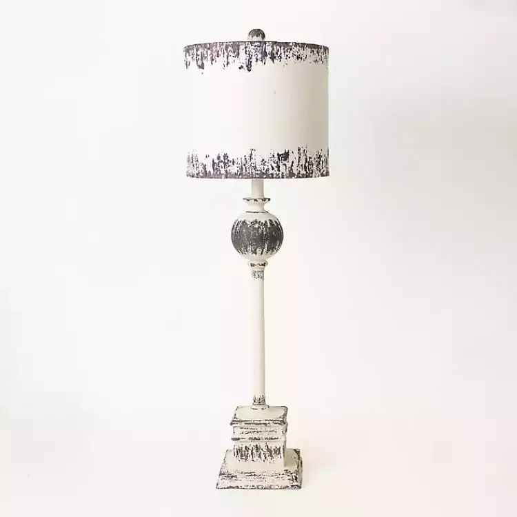 Kirklands Home Buffet Lamps|Distressed White Square Base Buffet Lamp